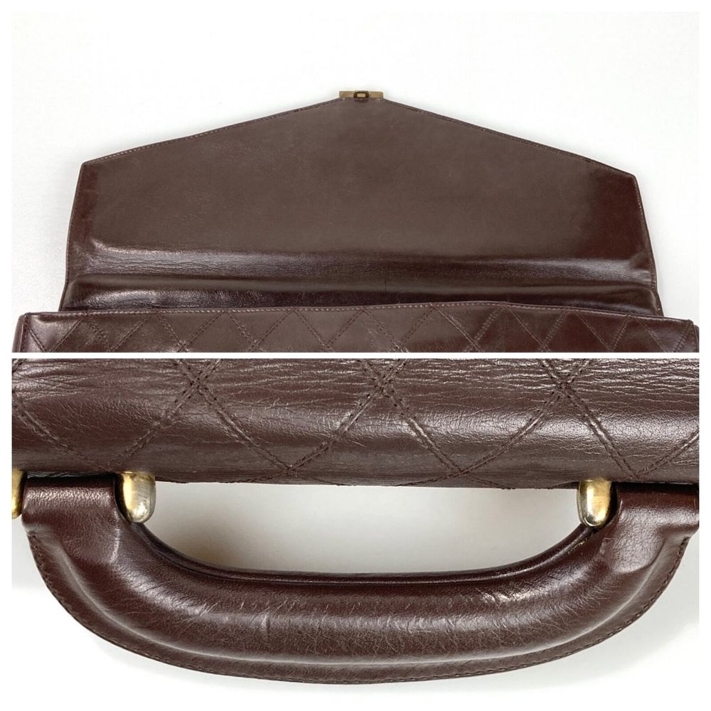 vintage CHANEL Bag Briefcase Handbag Quilted brown Leather Authentic with key - Picture 6 of 11